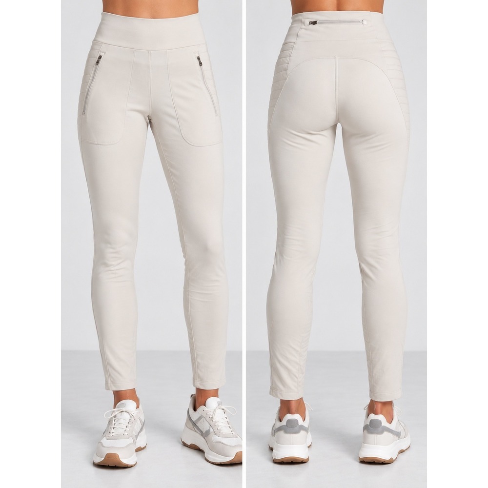 Athleta Peak Hybrid Fleece Tight Womens Medium Birch Gray High Rise Leggings